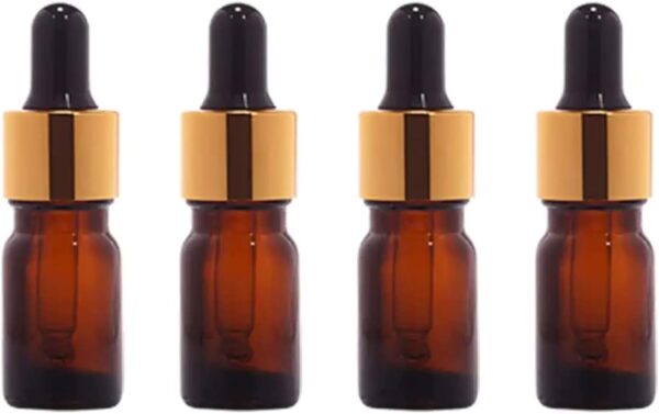 Empty Glass Bottle with Gold Dropper + cap  For Oils, Serum Bottles 15 ml. Bottle