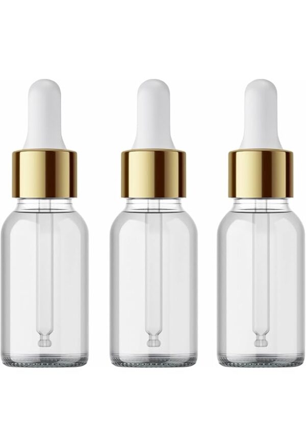 30 ml. Clear Round Empty Glass Bottle + Glass Dropper + Lid  | Silcon Black Teat | Leak Proof